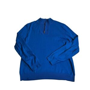 Alfani Men’s XL Blue 1/4 Zip Cotton Sweater Pullover Ribbed Collar Casual